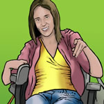 A woman using a wheelchair